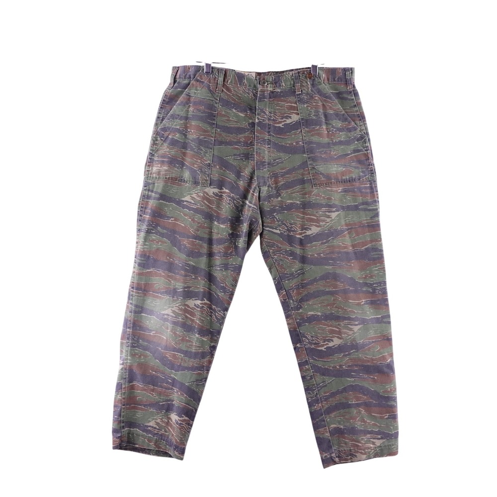 Vintage 70s Cabelas Mens 40x28 Tiger Stripe Camo Pants USA Made Utility Trousers